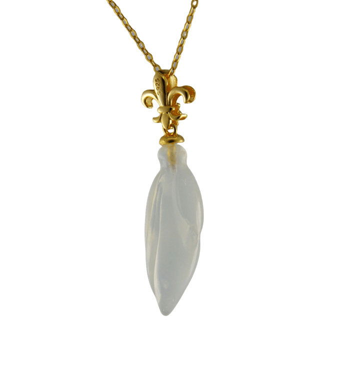 金色三叉戟形吊环大玉兰花吊坠 - 图片 2