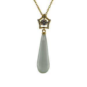 金色五边形吊环细长水滴吊坠