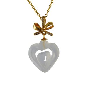 金色丝带结形吊环桃心吊坠