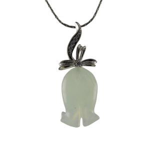 银色飞舞丝带形吊环铃兰花吊坠