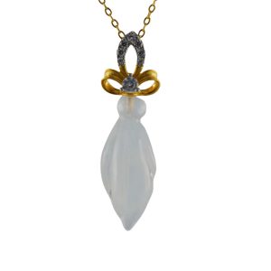 金色蝴蝶结形吊环大玉兰花吊坠