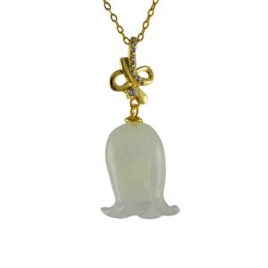 金色丝带结形吊环铃兰花吊坠