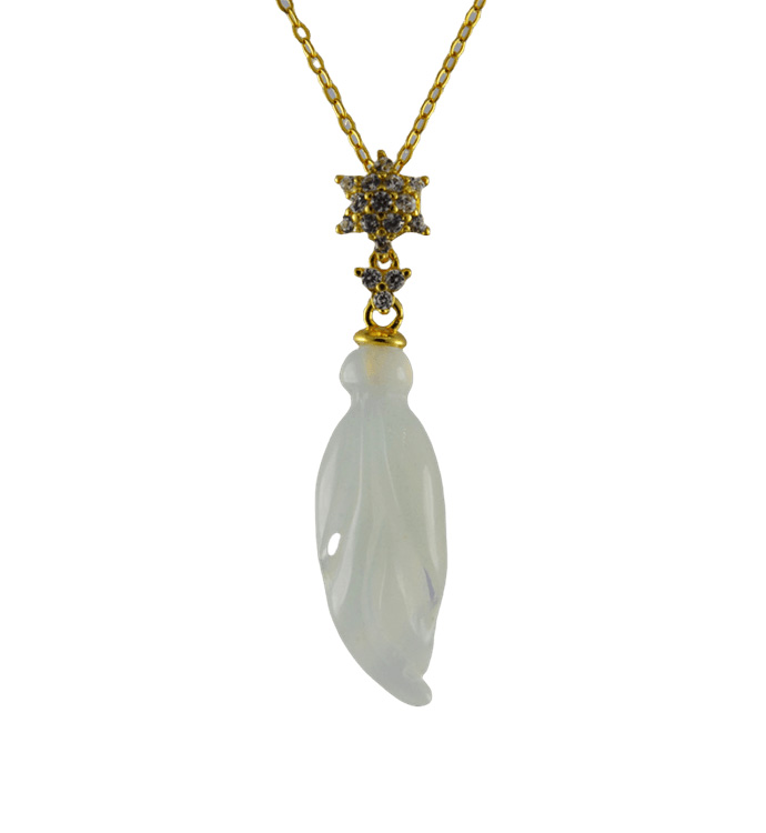 金色五角星形吊环大玉兰花吊坠 - 图片 4