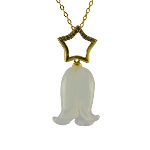 金色五角星形吊环铃兰花吊坠