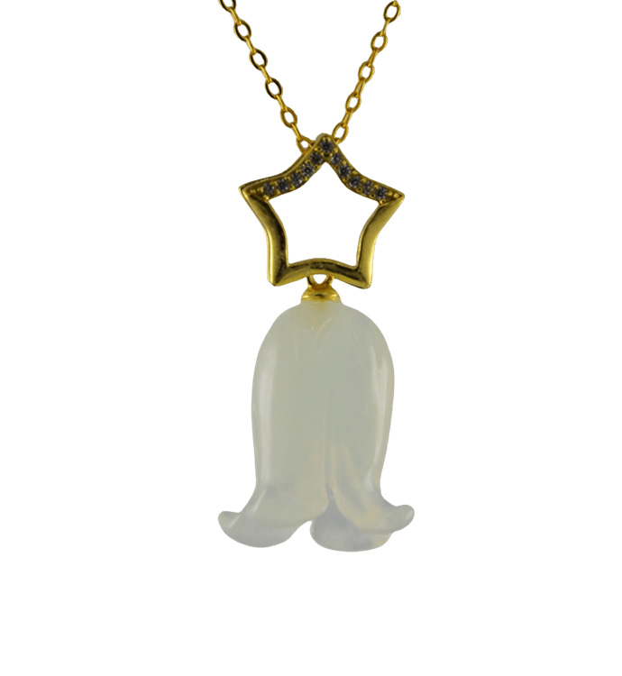 金色五角星形吊环铃兰花吊坠