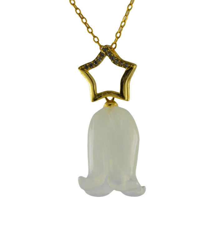 金色五角星形吊环铃兰花吊坠 - 图片 2