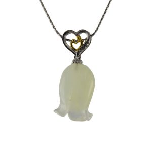 银色桃心形吊环铃兰花吊坠