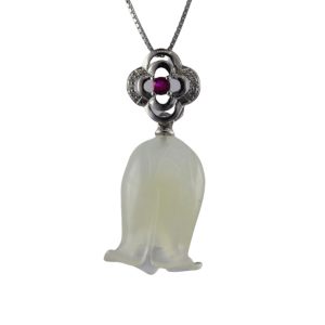 银色四花瓣形吊环铃兰花吊坠