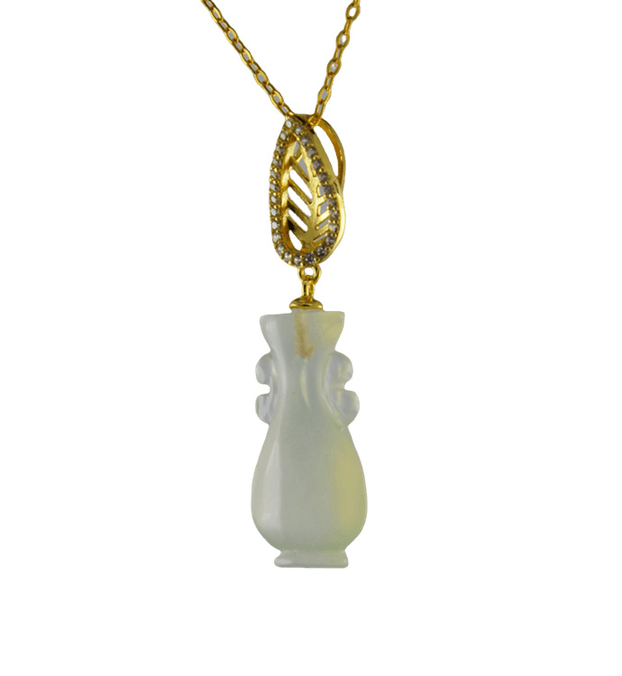 金色叶子形吊环如意瓶吊坠 - 图片 2