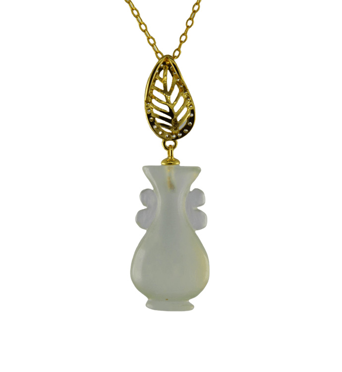 金色叶子形吊环如意瓶吊坠 - 图片 3