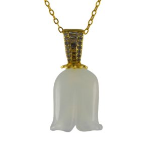 金色宽V形吊环铃兰花吊坠