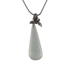 银色树叶形吊环锥形水滴吊坠