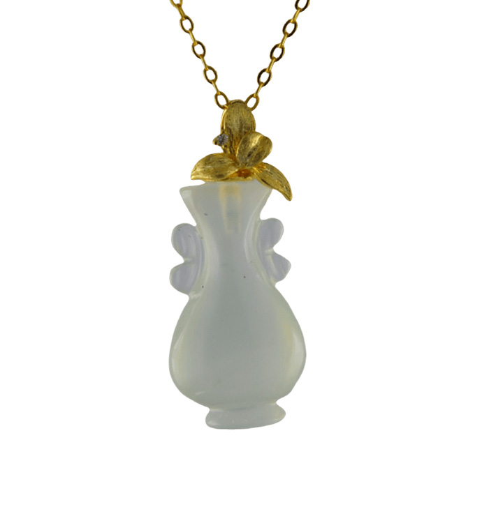 金色树叶形吊环如意瓶吊坠