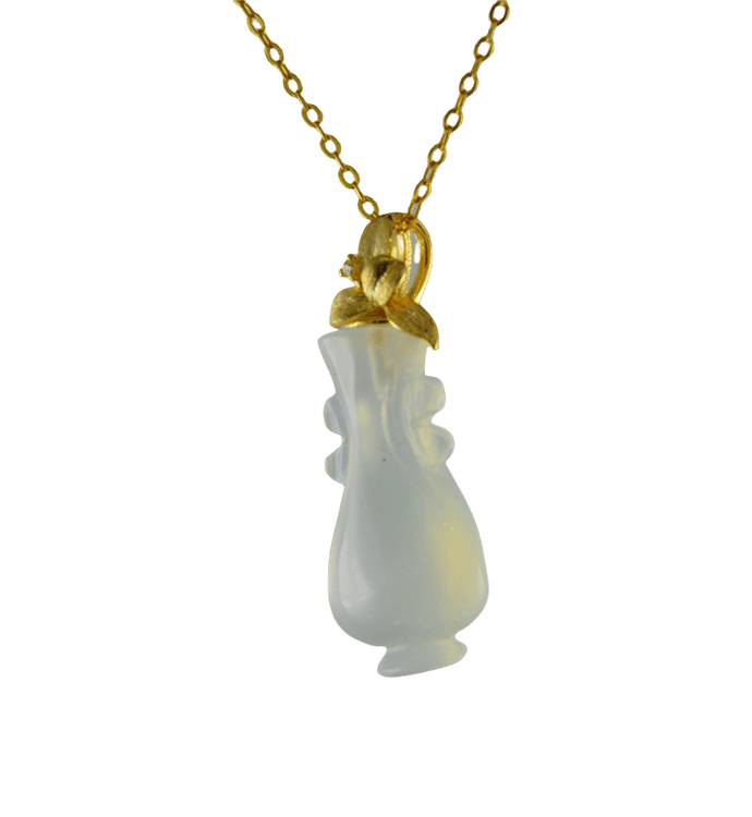 金色树叶形吊环如意瓶吊坠 - 图片 2