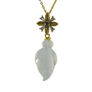 金色枫叶形吊环大玉兰花吊坠