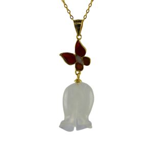 金色彩色蝴蝶形吊环铃兰花吊坠