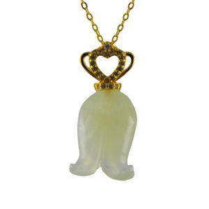 金色皇冠形吊环铃兰花吊坠