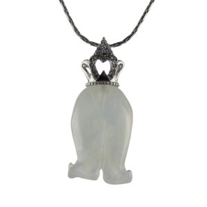 银色皇冠形吊环铃兰花吊坠