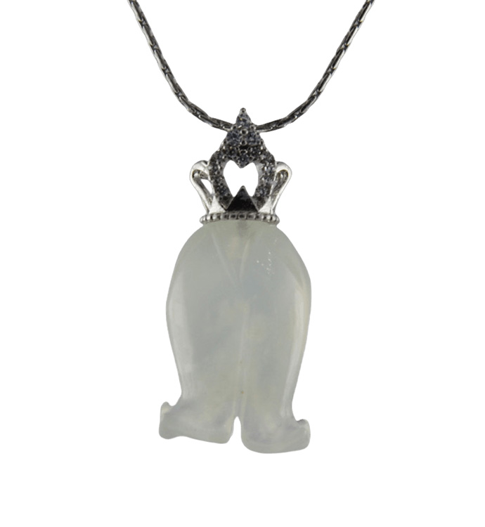 银色皇冠形吊环铃兰花吊坠