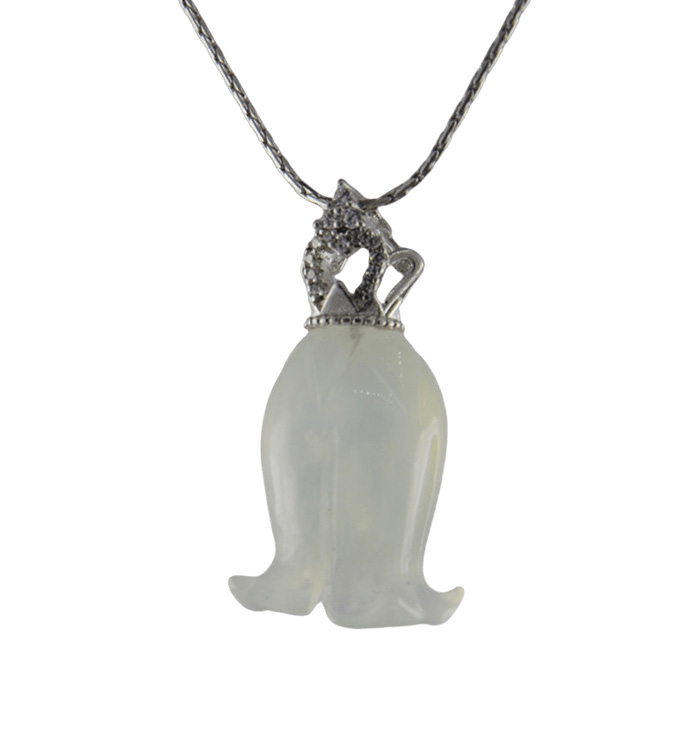 银色皇冠形吊环铃兰花吊坠 - 图片 2