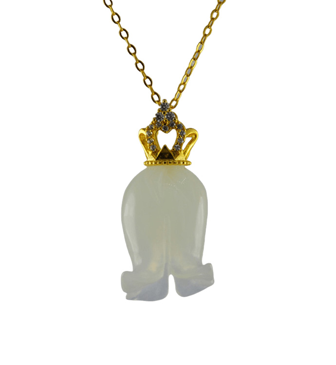 金色皇冠形吊环铃兰花吊坠