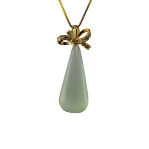 金色蝴蝶结形吊环锥形水滴吊坠