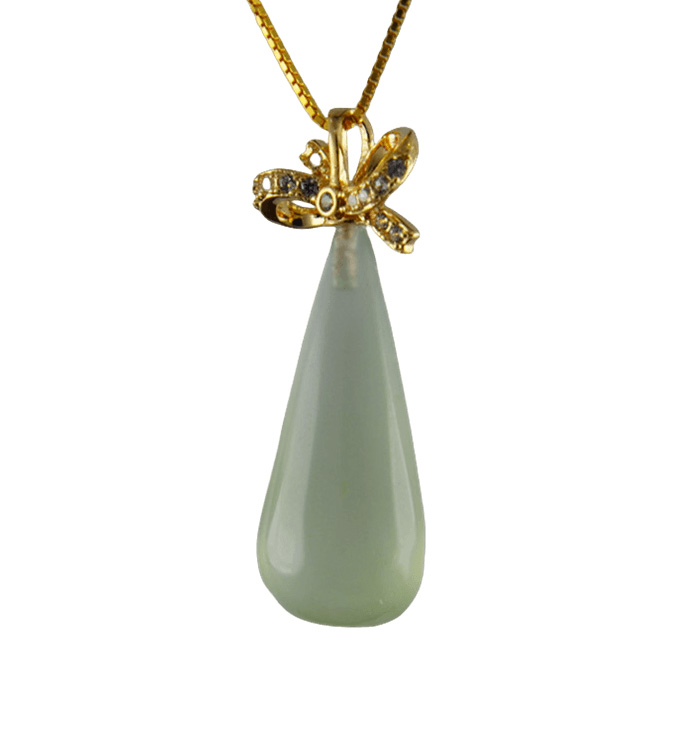 金色蝴蝶结形吊环锥形水滴吊坠 - 图片 2