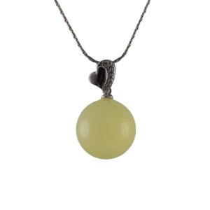 银色桃心形大珠子吊坠