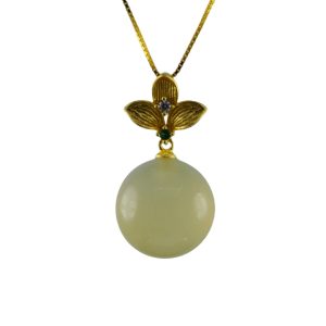 金色三叶草形大珠子吊坠