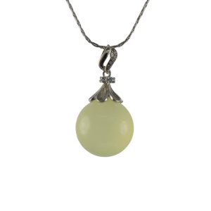 银色飘带伞形底座大珠子吊坠