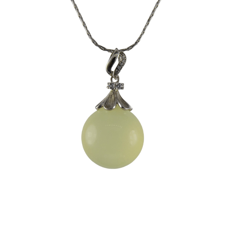 银色飘带伞形底座大珠子吊坠