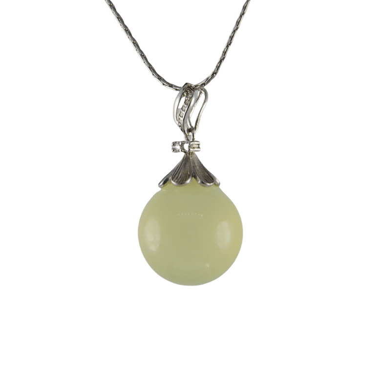 银色飘带伞形底座大珠子吊坠 - 图片 2