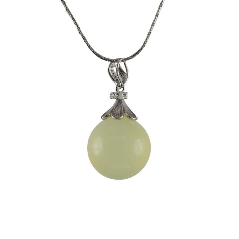 银色飘带伞形底座大珠子吊坠 - 图片 3