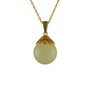 金色花瓣形底座大珠子吊坠