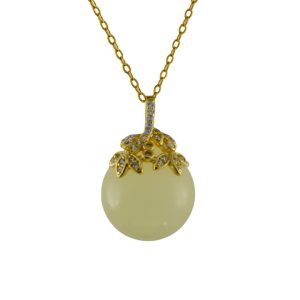 金色枫叶形伞底座大珠子吊坠