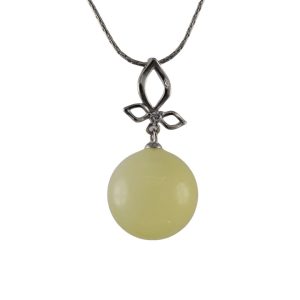 银色鸡冠花形大珠子吊坠