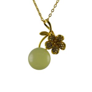 金色带叶花朵形小珠子吊坠