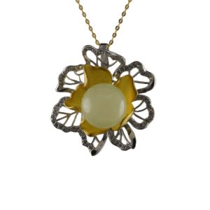 金色双层牡丹花形大珠子吊坠