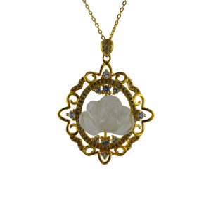 金色欧式复古画框形小牡丹花吊坠