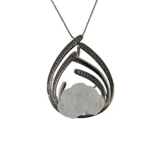 银色谷穗形小牡丹花吊坠