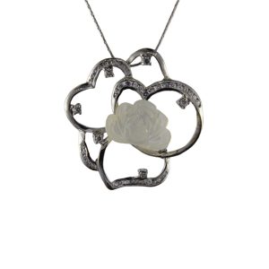 银色睡莲形小牡丹花吊坠