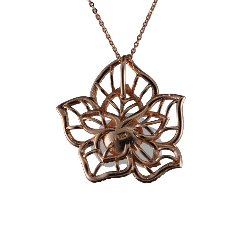 玫瑰金色牡丹花形小牡丹花吊坠 - 图片 2