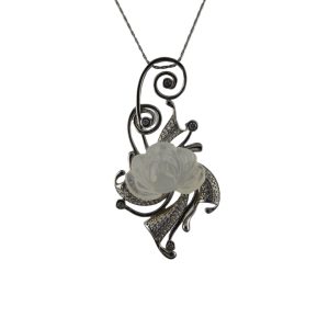 银色牵牛花形小牡丹花吊坠