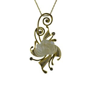 金色牵牛花形小牡丹花吊坠