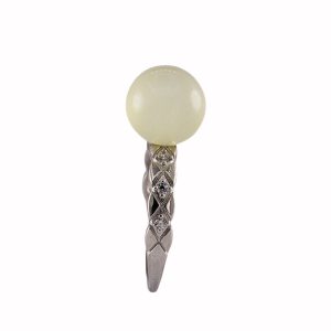 银色菱形纹珠子戒指