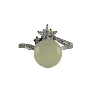 银色五角星形钻珠子戒指