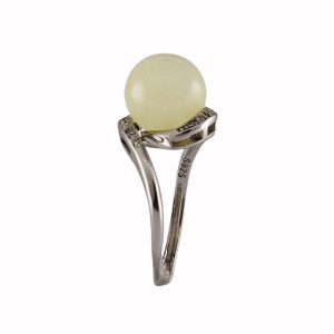 银色丝带形珠子戒指