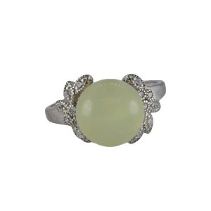 银色橄榄枝形珠子戒指