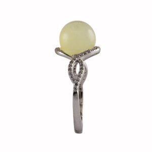 银色交叉圆托珠子戒指