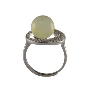 银色不规则圆圈侧珠子戒指